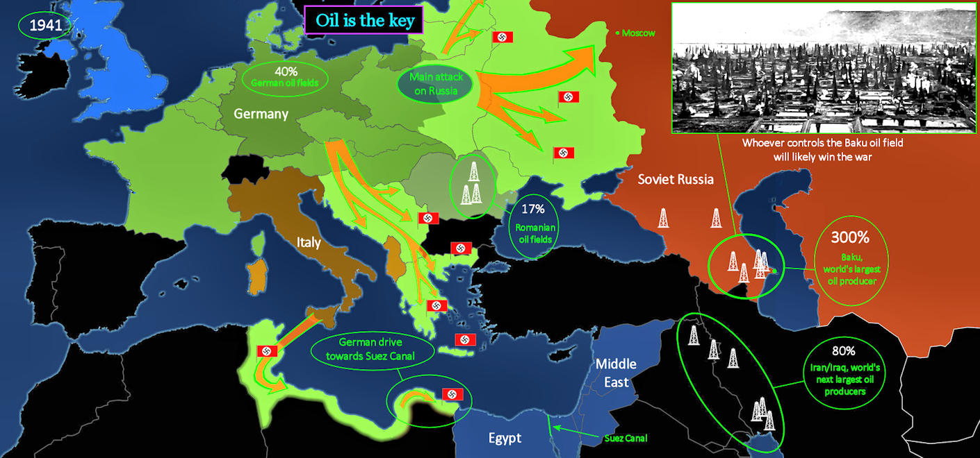 Hitler targets Russian oil, 1941 map
